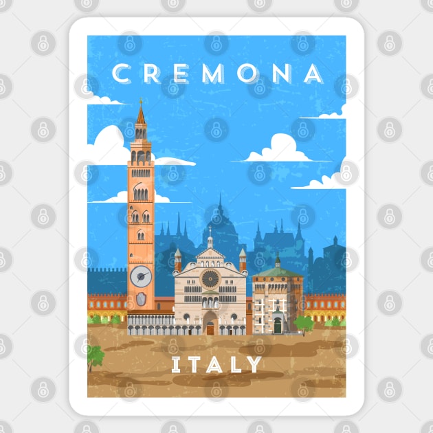 Cremona, Italy. Retro travel minimalist poster Sticker by GreekTavern